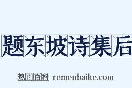 题东坡诗集后是什么意思的图片